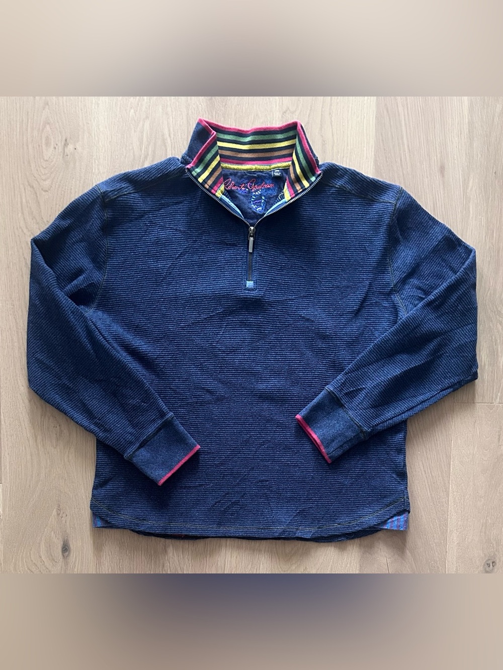Robert Graham Waffle Knit 1/4 Zip 100% Cotton Sweater